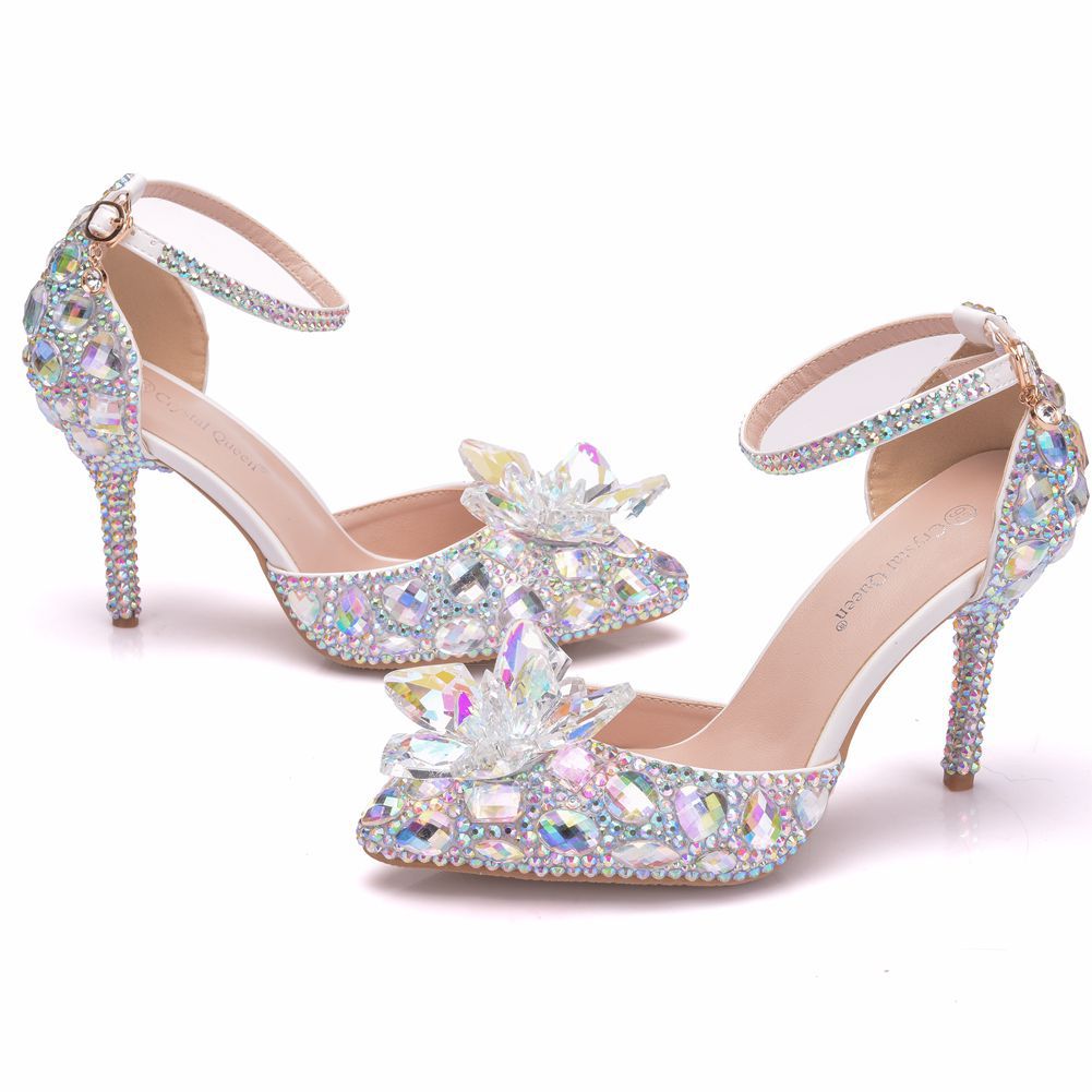 Plus Size Rhinestone Crystal Stiletto Sexy Sandals