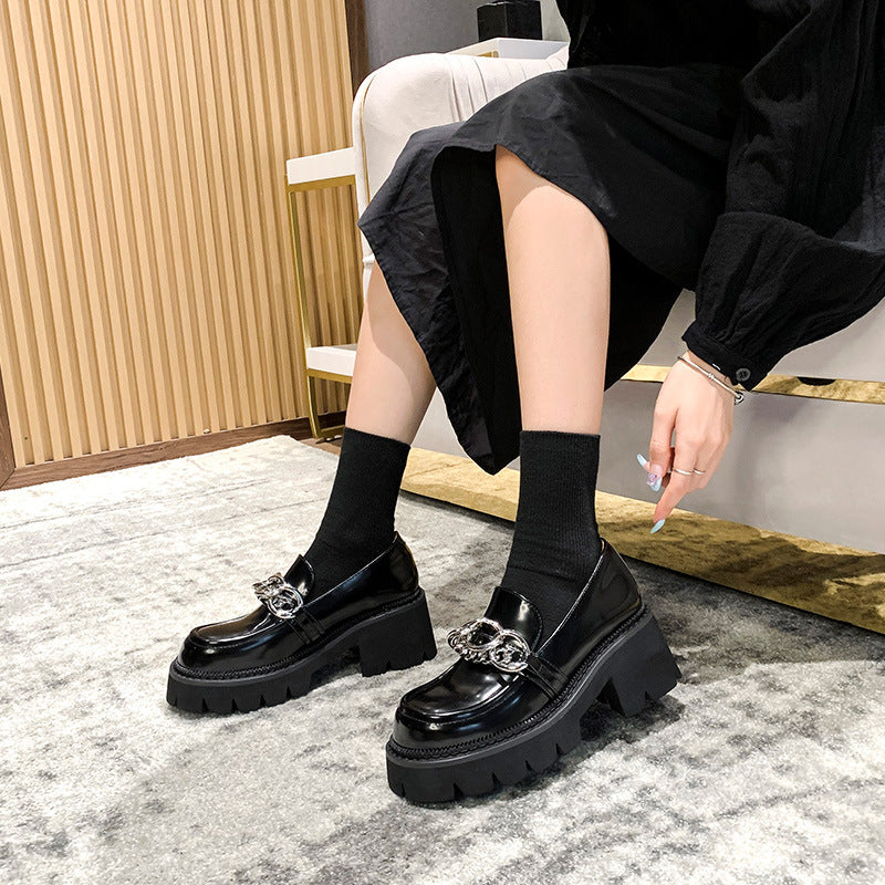 Women's Dark Style Chain Retro Chunky Small Casual Shoes