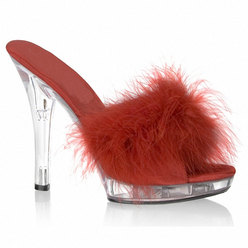 Glamorous Elegant Plush Water Platform Interesting Slippers