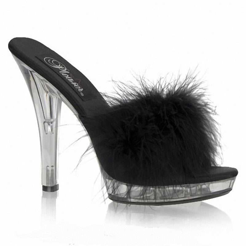 Glamorous Elegant Plush Water Platform Interesting Slippers
