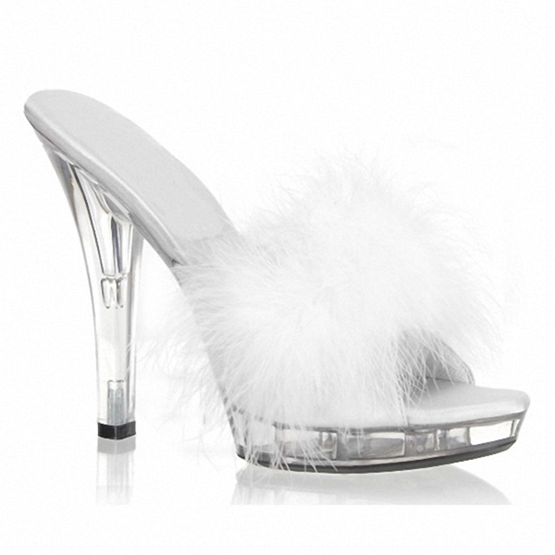 Glamorous Elegant Plush Water Platform Interesting Slippers