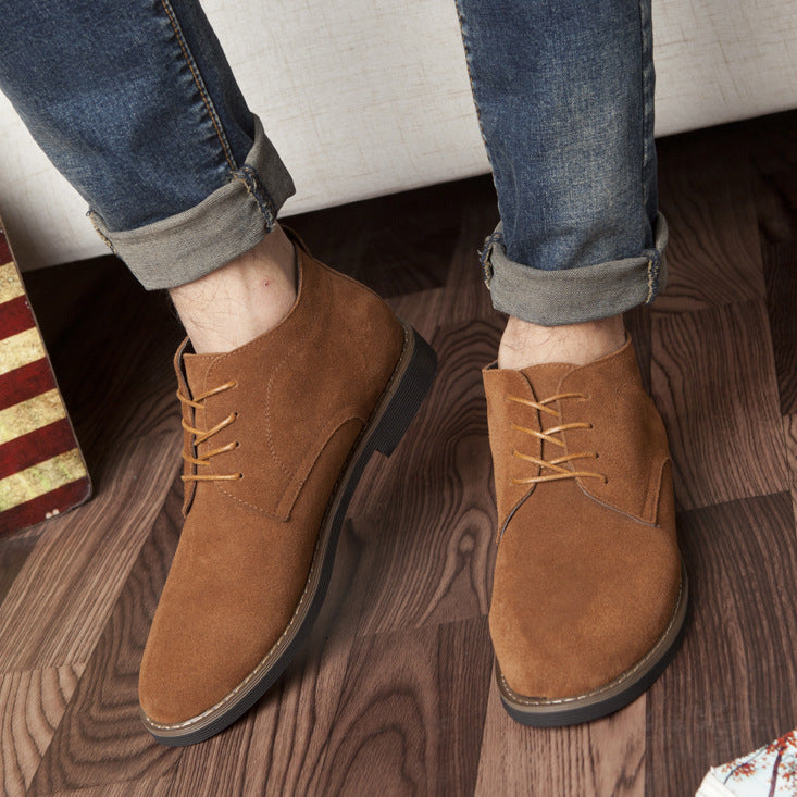 Men's Autumn Swede Pure Matte Cowhide Business Leather Shoes