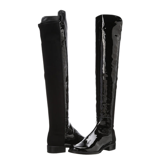 Women's Original Patent Knight High Knee-high Patchwork Boots