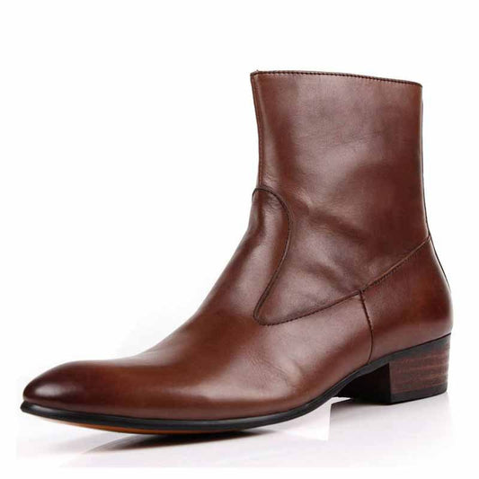 Men's Pointed Toe Outdoor Martin Cowhide Ankle Boots