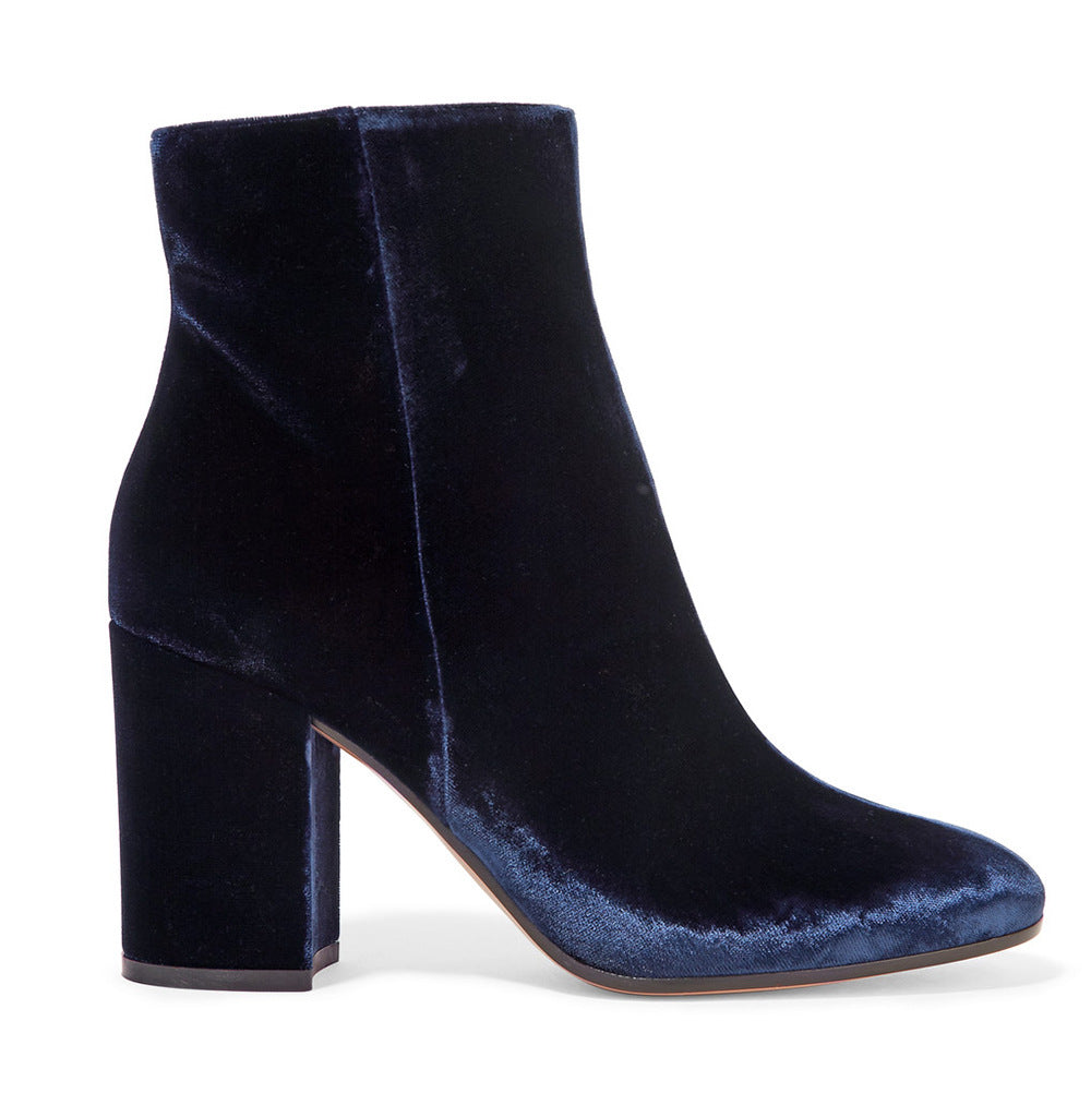 Women's Banquet Veet Ankle Round Head Chunky Boots