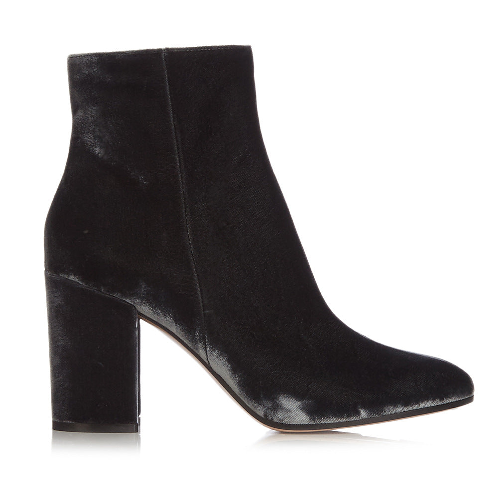 Women's Banquet Veet Ankle Round Head Chunky Boots