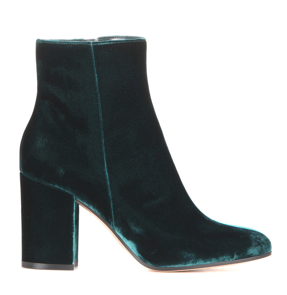 Women's Banquet Veet Ankle Round Head Chunky Boots
