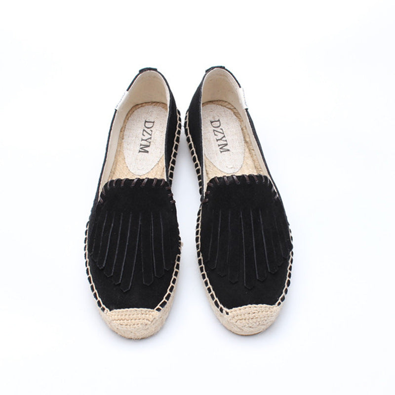 Women's Tassel Solid Color Platform Slip-on Lazy Canvas Shoes