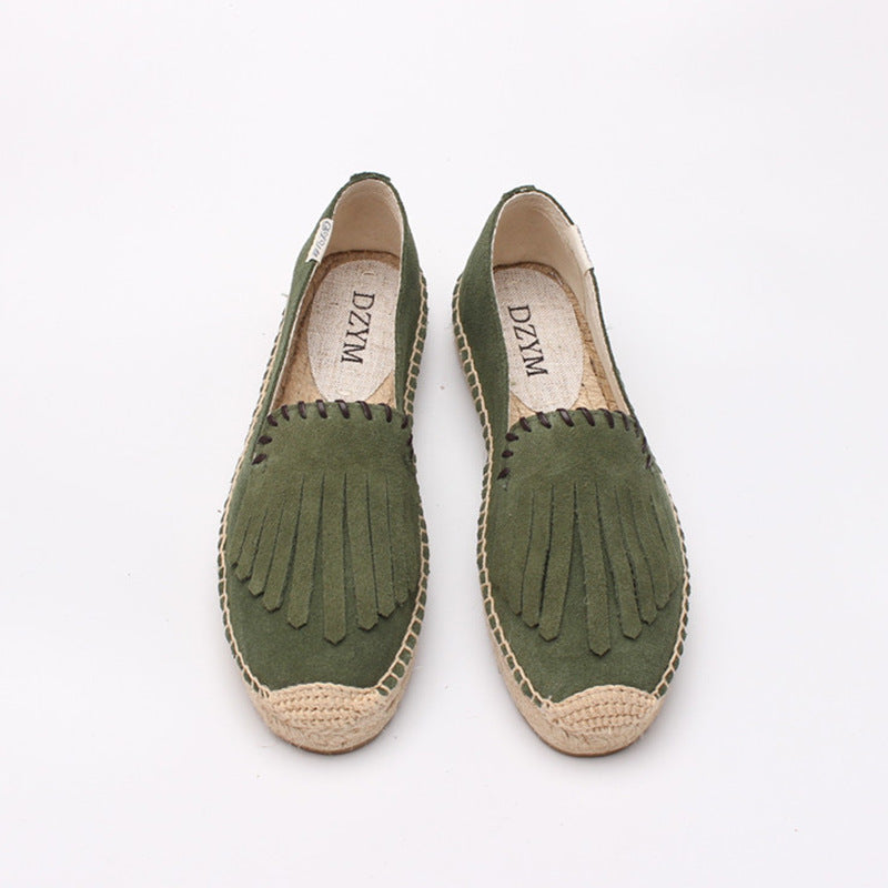 Women's Tassel Solid Color Platform Slip-on Lazy Canvas Shoes