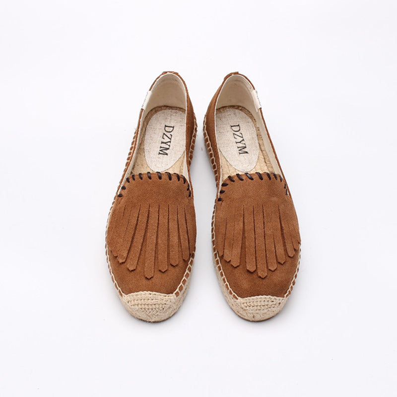 Women's Tassel Solid Color Platform Slip-on Lazy Canvas Shoes