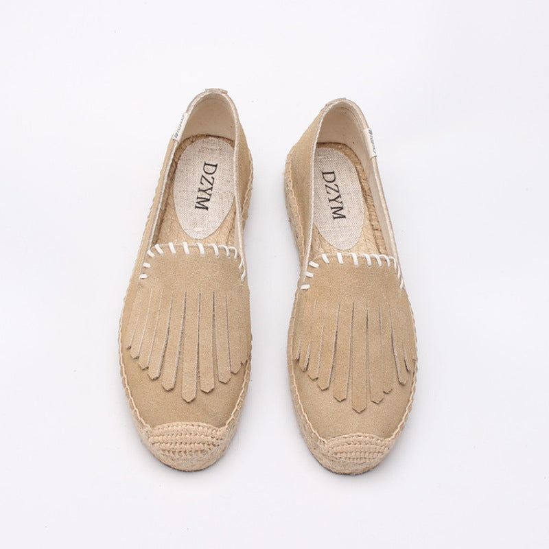 Women's Tassel Solid Color Platform Slip-on Lazy Canvas Shoes