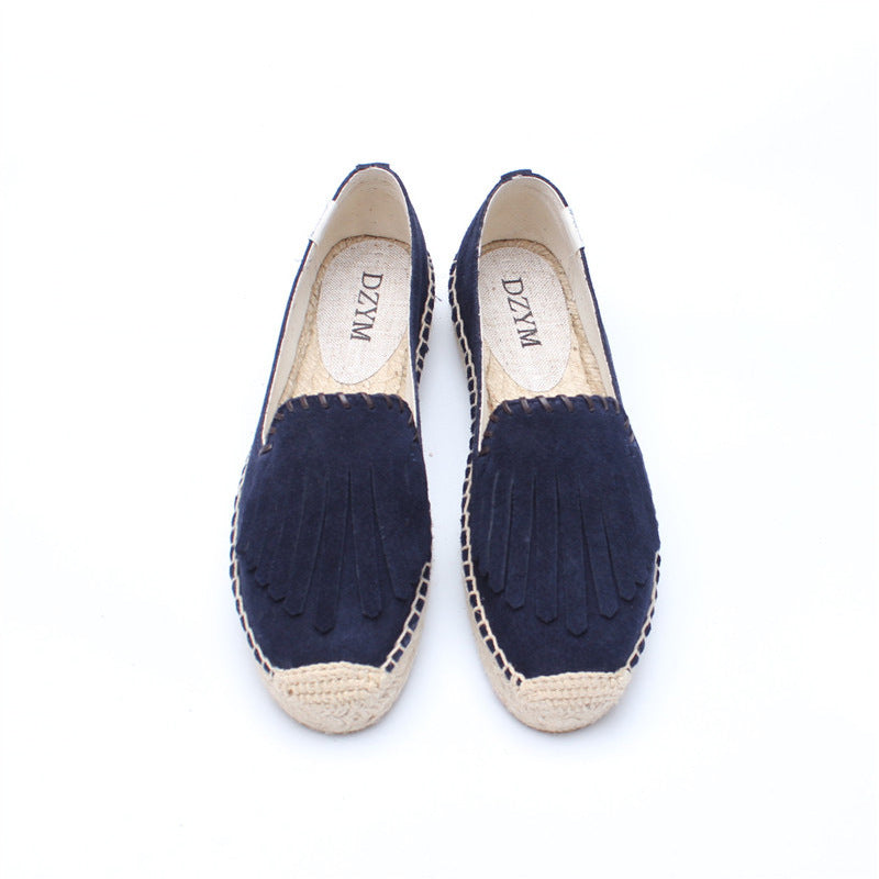 Women's Tassel Solid Color Platform Slip-on Lazy Canvas Shoes