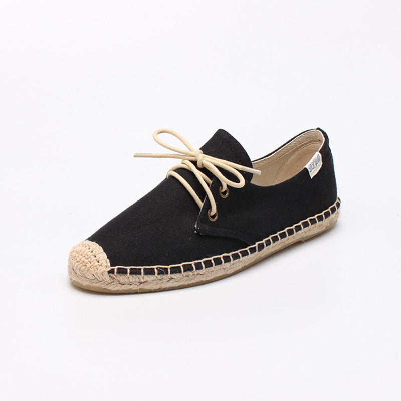Women's Bottom Elastic Pumps Solid Color Cotton Canvas Shoes