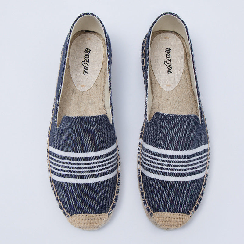 Women's Striped Breathable Hemp Bottom Fisherman Cotton Canvas Shoes