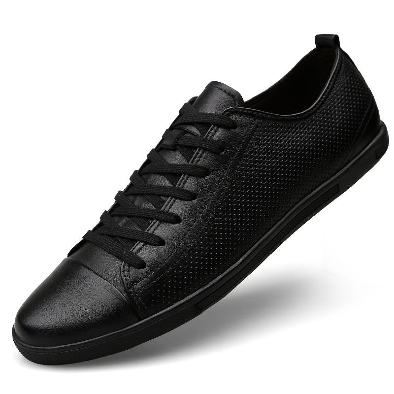Men's Hollow Woolen Cotton Cowhide Soft Bottom Breathable Low Men's Shoes