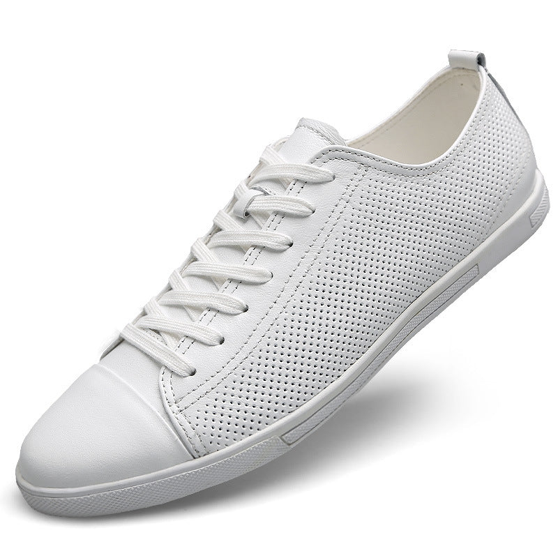 Men's Hollow Woolen Cotton Cowhide Soft Bottom Breathable Low Men's Shoes