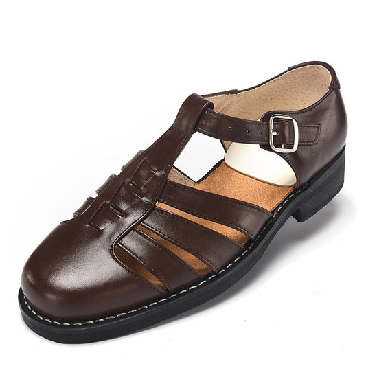 Men's Soft Old Three Cowhide Slotted Bottom Sandals