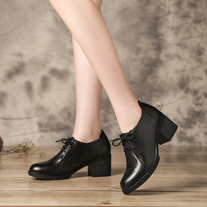 Women's Single-layer Mid High-cut Plus Size Fleece-lined Women's Shoes