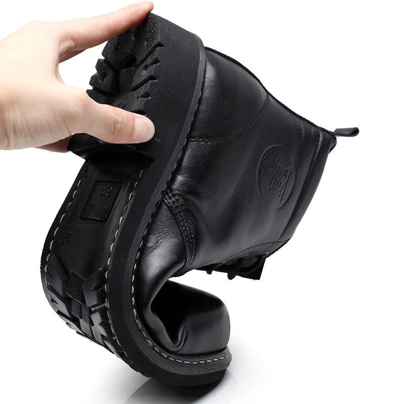 Men's Winter Cotton Cowhide Platform Wool Warm Men's Shoes