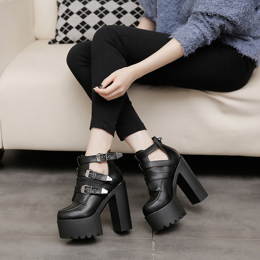 Spring Chunky Pumps Waterproof Platform Nightclub Women's Shoes