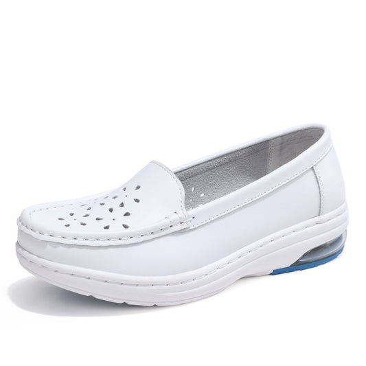 Women's & Men's Cowhide Nurse Air Cushion Soft Bottom White Hospital Commuter Casual Shoes
