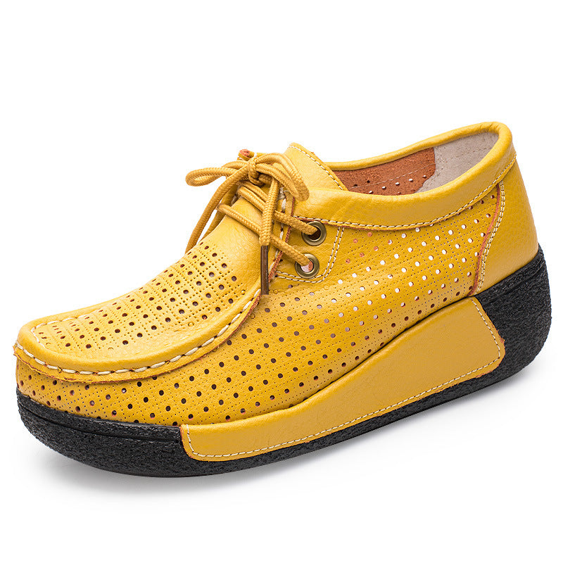 Women's Spring Hole Platform White Rocking Muffin Casual Shoes