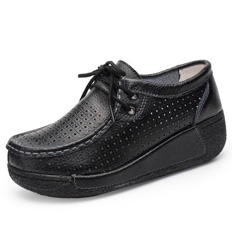 Women's Spring Hole Platform White Rocking Muffin Casual Shoes