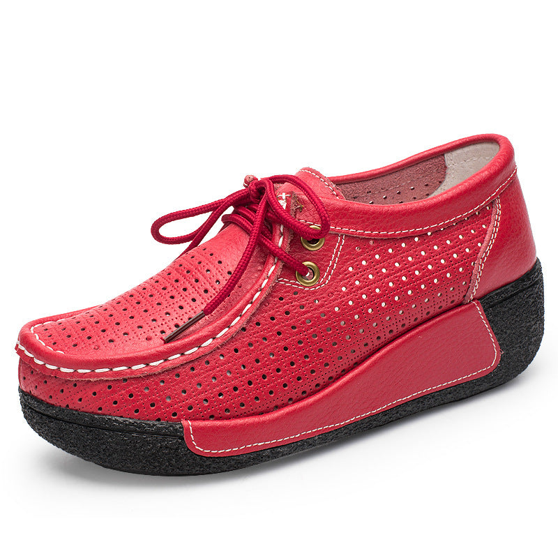 Women's Spring Hole Platform White Rocking Muffin Casual Shoes