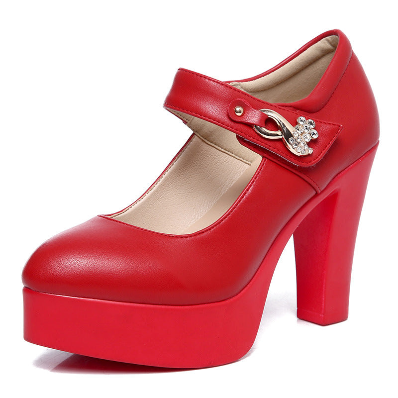 Women's Show Pointed Toe Chunky Waterproof Platform High Shallow Women's Shoes