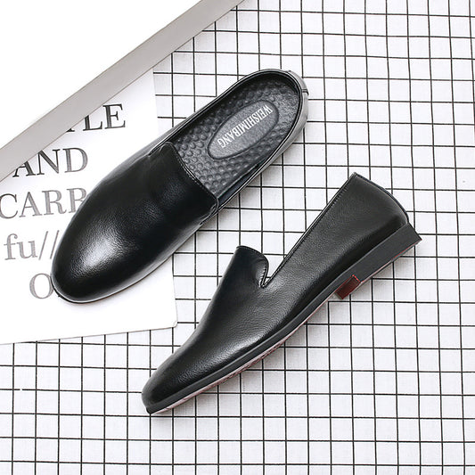 Men's Summer British Pointed Toe Black Foot Covering Casual Shoes