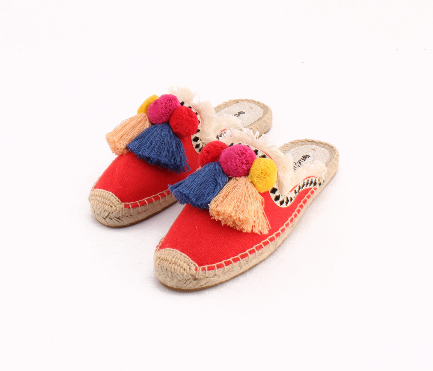 Women's Fluffy Flat Linen Half Hairy Ball Closed Sandals