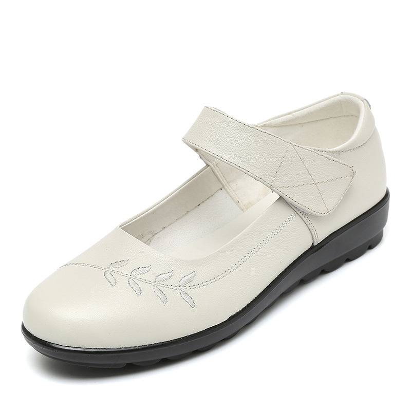 Women's Spring Round Head Genuine Middle Old Mother Women's Shoes