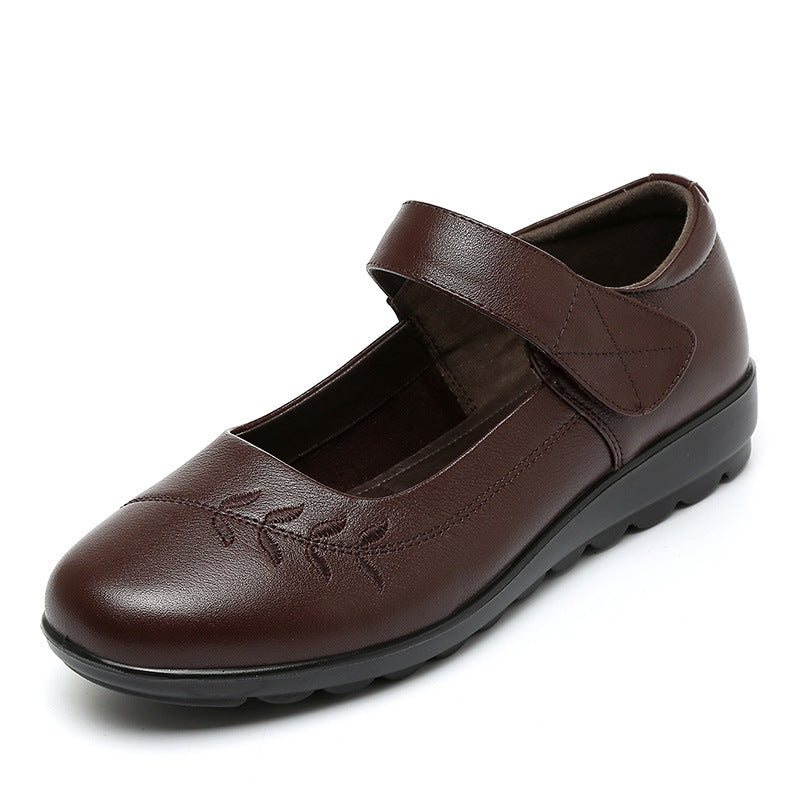 Women's Spring Round Head Genuine Middle Old Mother Women's Shoes