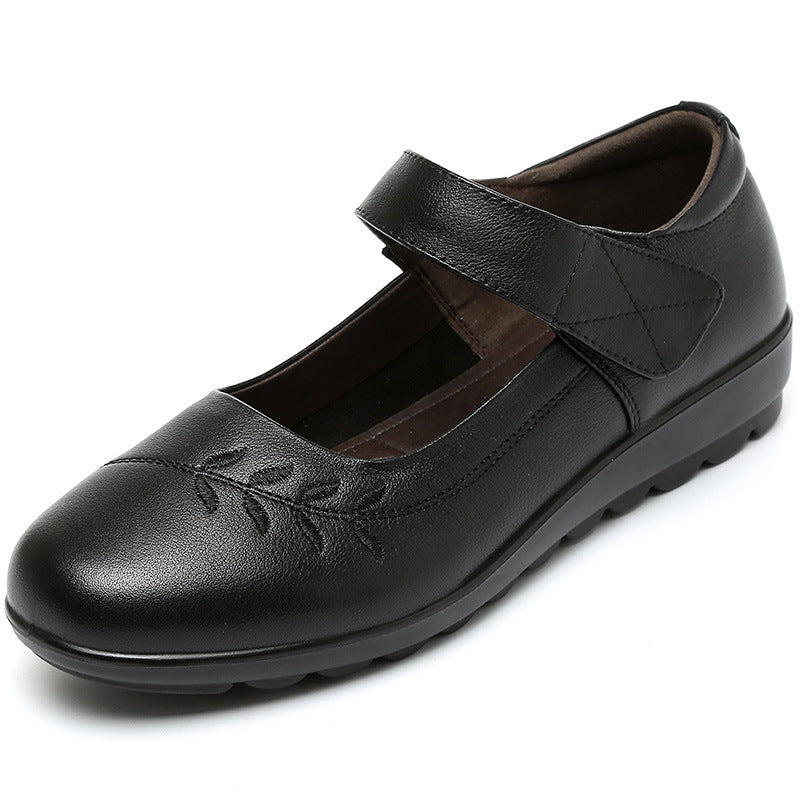 Women's Spring Round Head Genuine Middle Old Mother Women's Shoes