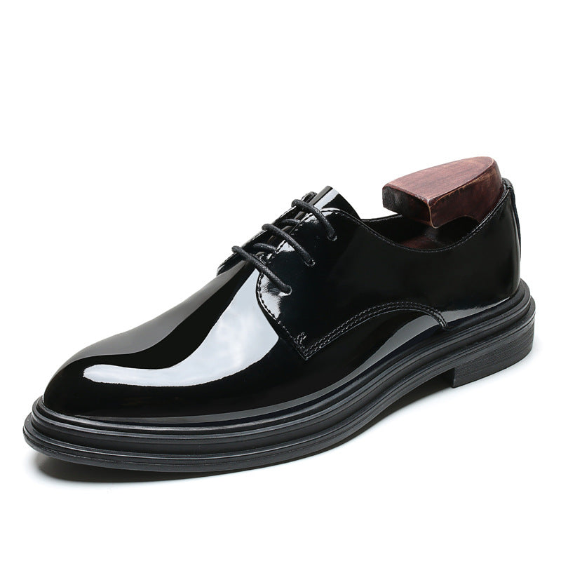 Men's Genuine Dress Trendy Glossy Pointed Toe Patent Comfortable Leather Shoes