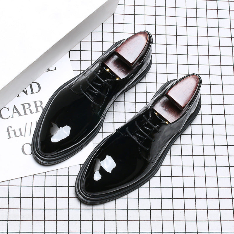 Men's Genuine Dress Trendy Glossy Pointed Toe Patent Comfortable Leather Shoes