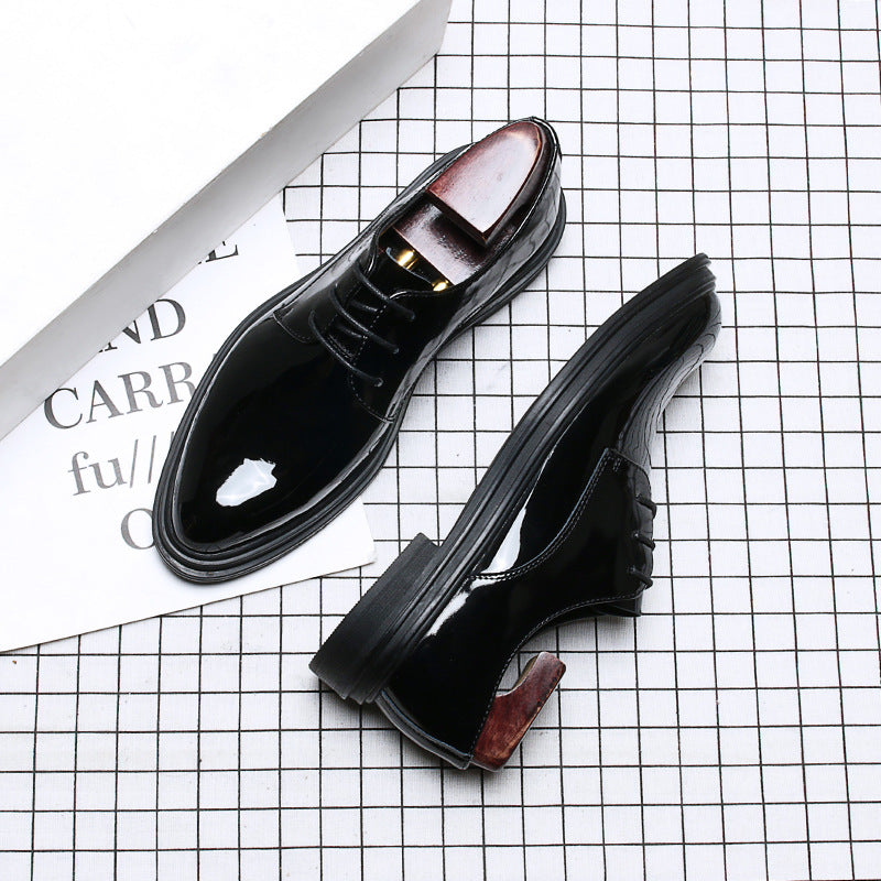 Men's Genuine Dress Trendy Glossy Pointed Toe Patent Comfortable Leather Shoes