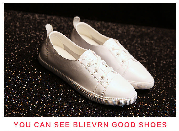 Women's Layer Cowhide Easy Wear Flat Breathable Korean Style Nurse Teacher Women's Casual Shoes