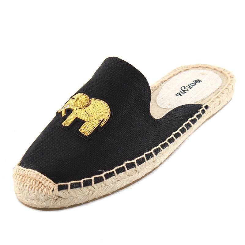 Women's Woven Linen Bottom Closed Toe Fisherman Sandals