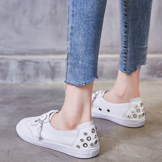 Women's Low-cut White Korean Style Flat Plus Men's Shoes
