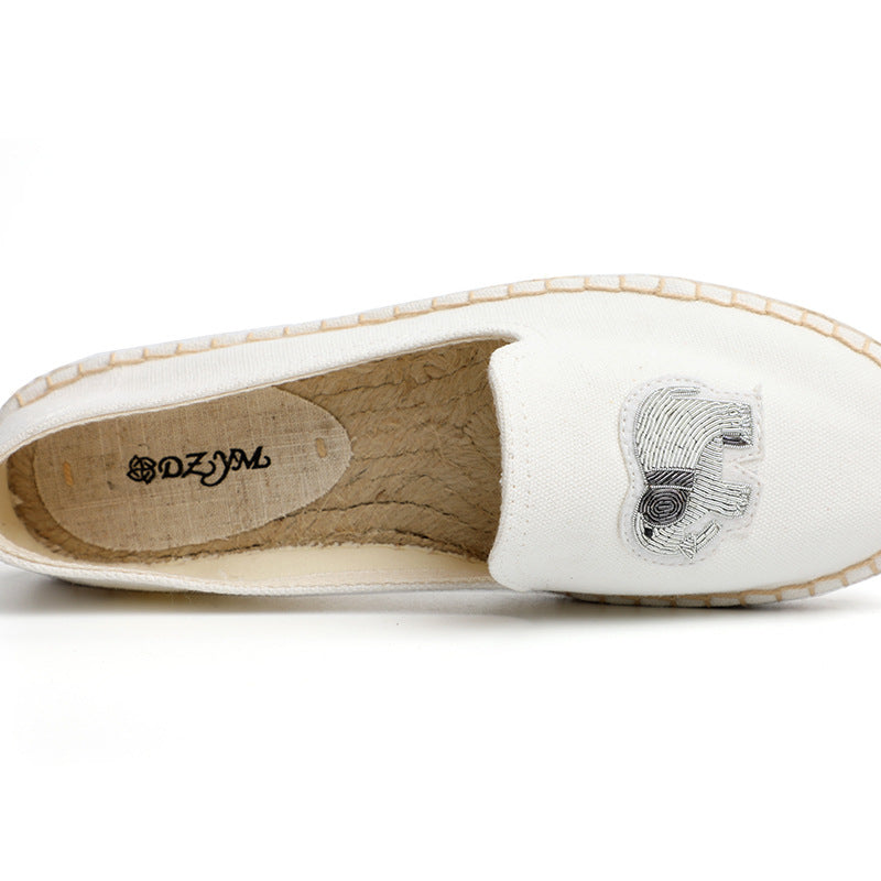 Women's Fashion Straw Linen Bottom Pumps Creative Canvas Shoes