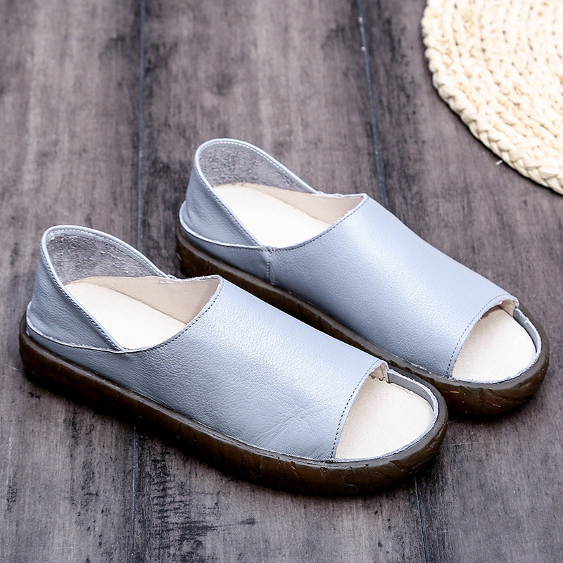 Women's Two-way Wear Maternity Peep Toe Flat Soft Sandals