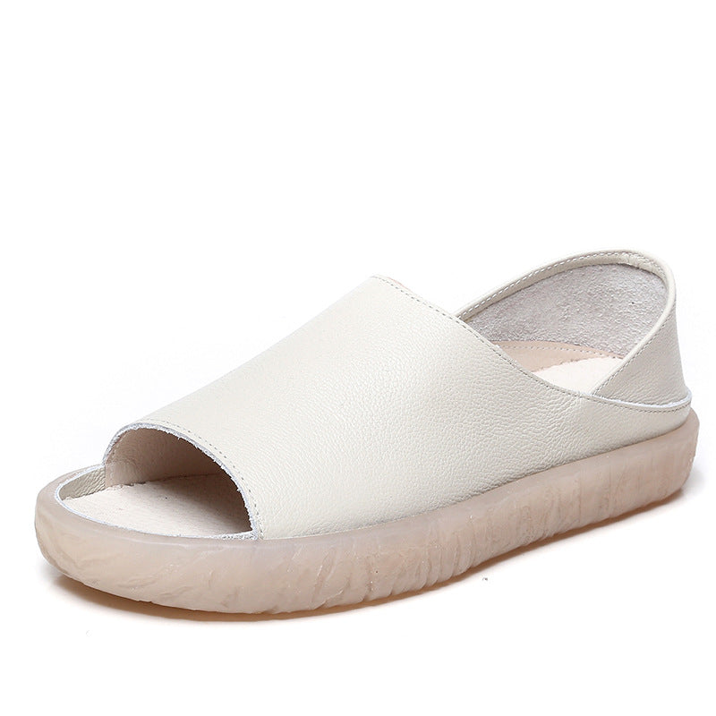 Women's Two-way Wear Maternity Peep Toe Flat Soft Sandals