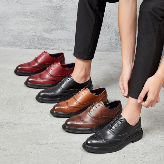 Men's Mori Autumn Korean Pointed Business British Brogue Men's Shoes