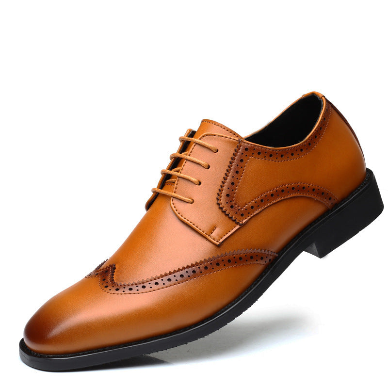Men's Tao Square Toe Business Formal Wear Routing Pumps Leather Shoes