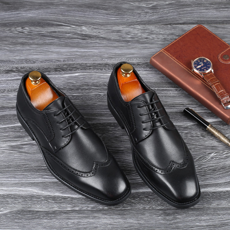 Men's Tao Square Toe Business Formal Wear Routing Pumps Leather Shoes