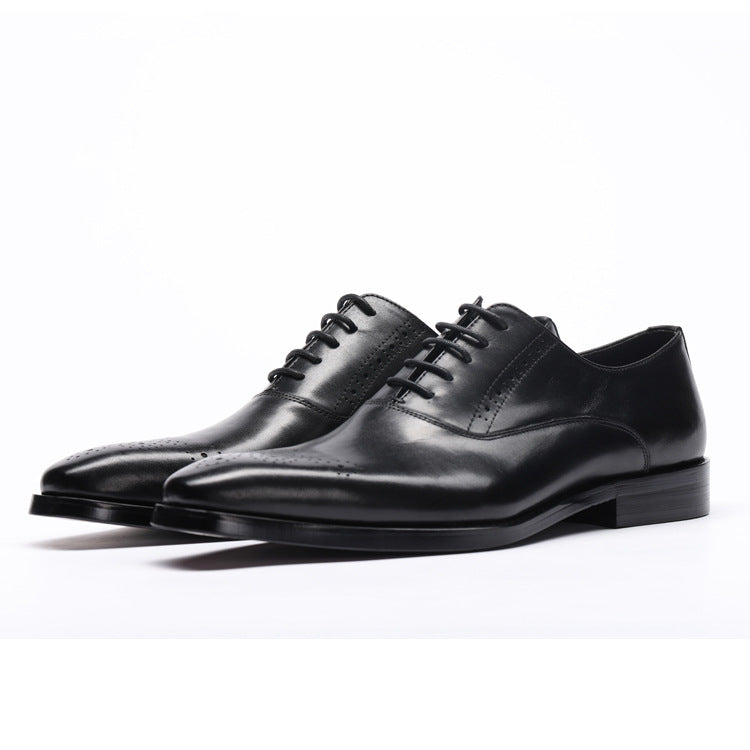 Men's Oxford Business Brogue Pointed Toe Calf Leather Shoes