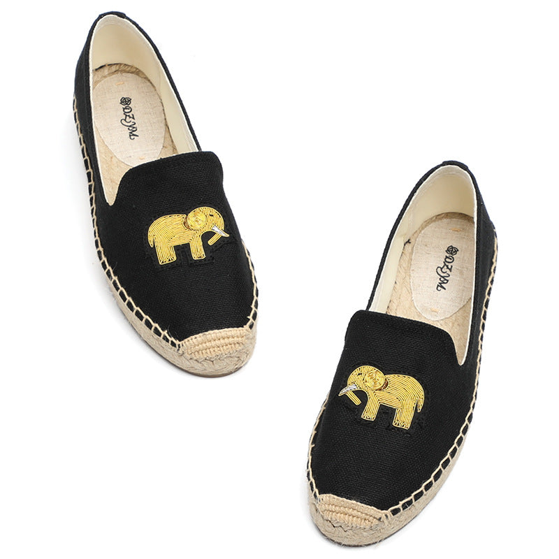Women's Fashion Straw Linen Bottom Pumps Creative Canvas Shoes