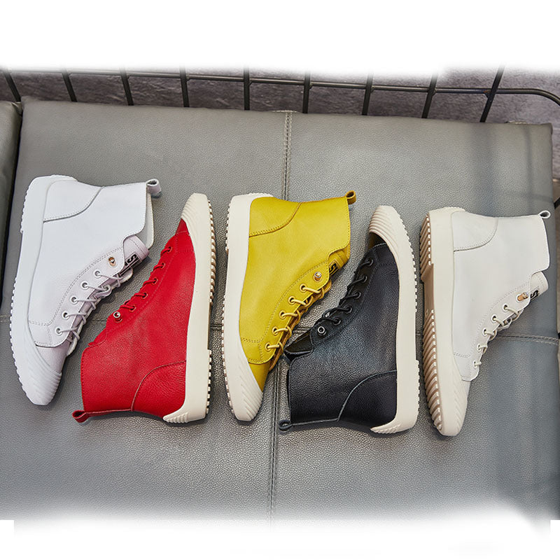 Women's High Top Short Flat Shell Toe Pumps Four Boots