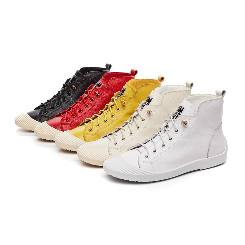 Women's High Top Short Flat Shell Toe Pumps Four Boots
